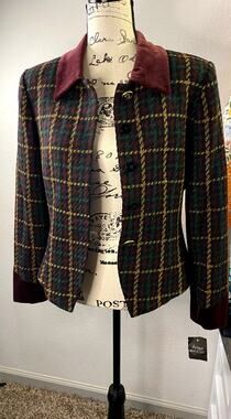 Kasper ASL Plaid Blazer Jacket Size 6 Wool Blend Fall Academia Workwear